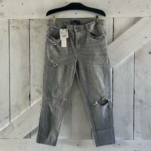 NWT Zara Gray Distressed Jeans